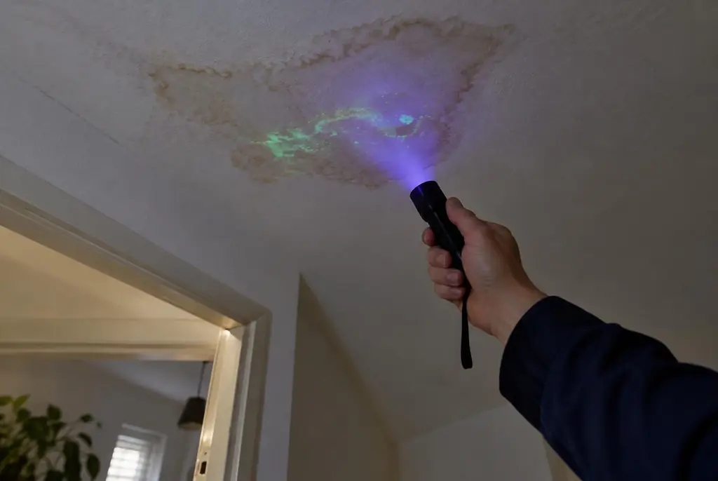 Lekdetectie Nieuwveen – kleurstof controleren op het plafond met uv-licht