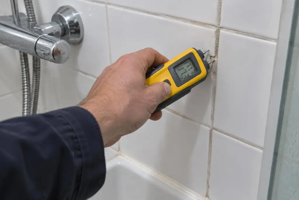 Lekdetectie Nieuwveen – vochtmeter op badkamertegels bij de douche