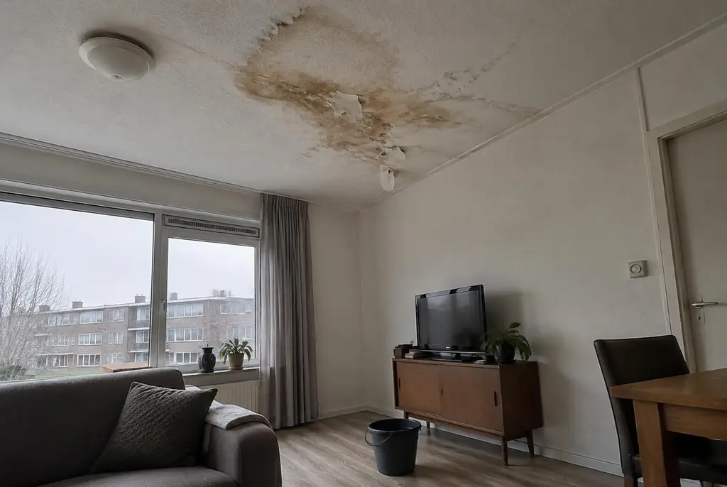 Lekdetectie Nieuwveen – vochtplek op het plafond onder een badkamer